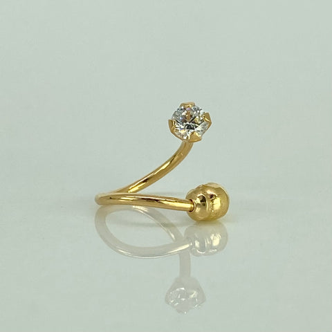 Piercing Espiral Circon Blanco  / Oro Amarillo 18k (Joya) / 0,52gr / 1.1cm / (Oreja)