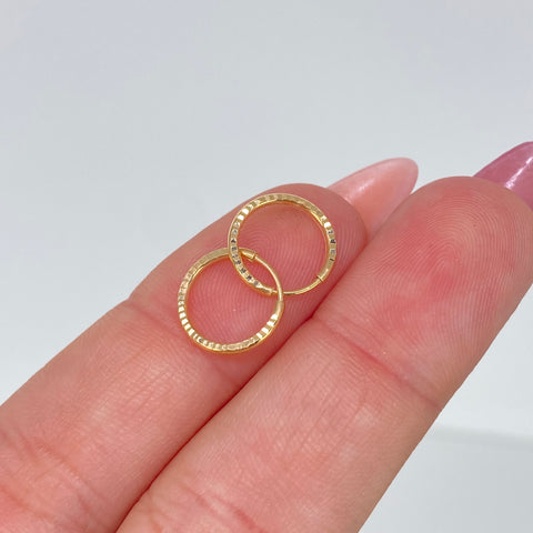 Candongas Imperdibles Diamantadas Oro amarillo 0,53 Gr / 1,1 Cm *