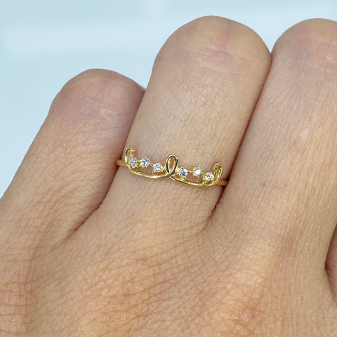 Anillo Circones Blancos Oro amarillo 18k / Talla 6 / 0,78 Gr *