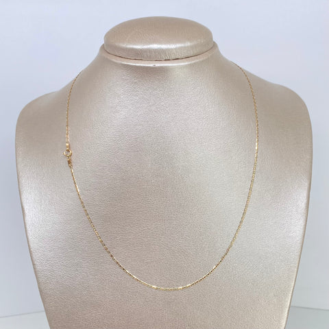 Cadena ● Escalera Plana Diamantada Tres oros 18k 1,4 Gr / 1,2 mm / 45 Cm †