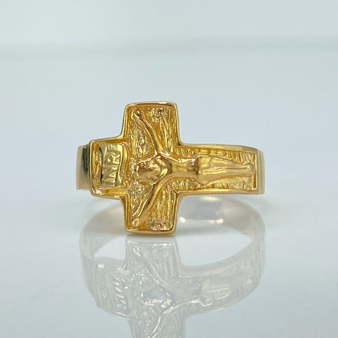 Anillo Cruz Cristo Oro amarillo 18k / Talla 7 / 2,72 Gr