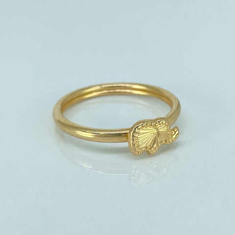 Anillo Elefante Diamantado Oro amarillo / Talla 6 3/4 / 1,11 Gr *