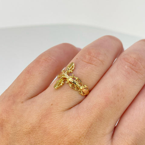 Anillo Cruz Cristo Oro amarillo 18k / Talla 6 / 1,89 Gr