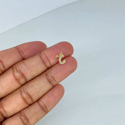 Dije Letra C Circones Blancos Oro amarillo 0,5 Gr / 1,5 Cm