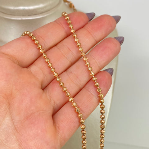 Cadena Militar Diamantado Luna NAC ESP Oro rosa 18k +1 / 19 Gr / 3 mm / 60 Cm *