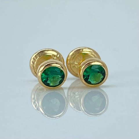Topos Bisel Circones Verdes Oro amarillo 0,85 Gr / 4,6 mm