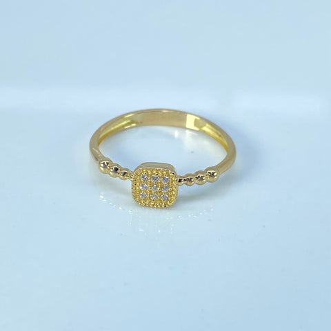 Anillo Cajón  Circones Blancos Oro amarillo 18k / Talla 8 / 1,72 Gr
