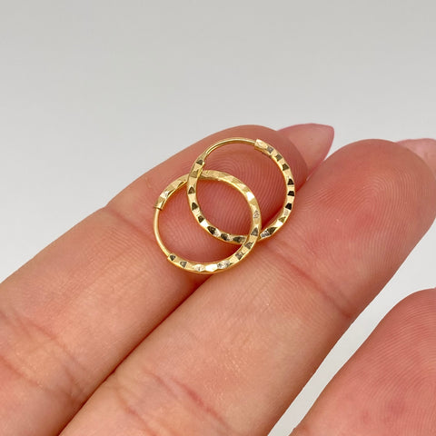 Candongas Imperdibles Diamantadas Oro amarillo 18k 0,62 Gr / 1,3 Cm *
