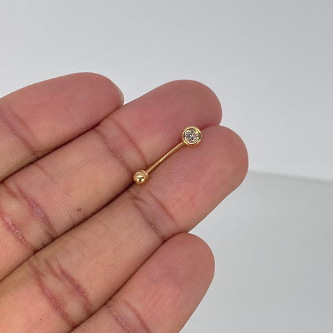 Piercing Circon Blanco / Oro Amarillo 18k (Joya) / 4mm / 4.5gr / 1.8cm / (Ombligo) *