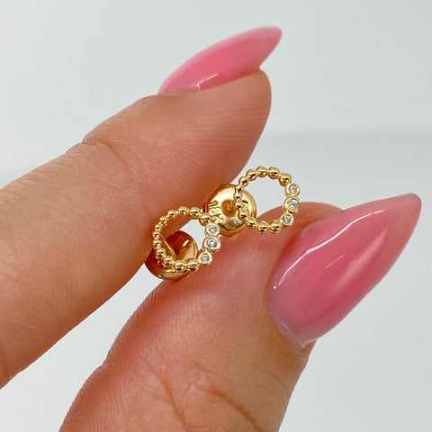 Topos Circulo Circones Blancos Oro amarillo 18k 0,7 Gr / 7 mm †