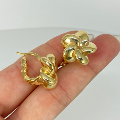 Candongas ● Flor Entorchada Oro amarillo 18k +3 / 3,1 Gr / 2,5 Cm