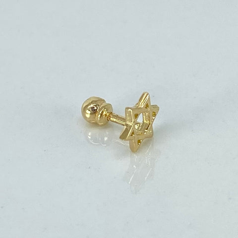Piercing Estrella De David / Oro Amarillo 18k (Joya) / 6mm / 0,4gr / 1cm / (Oreja) †