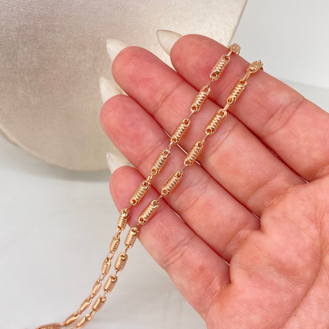 Cadena Rustico Eslabones Diamantados Oro rosa 6,55 Gr / 3 mm / 60 Cm