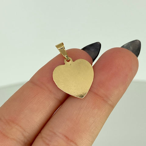 Dije Placa Corazon Oro amarillo 18k 0,75 Gr / 15 mm / 2,4 Cm †