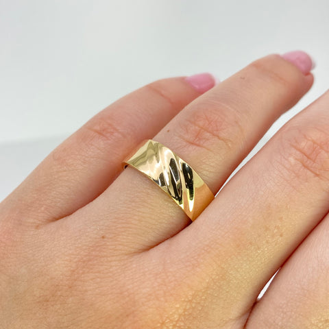 Anillo Argollas Circones Blancos POR FABRICACIÓN Oro amarillo 18k / Talla 8 / 12,55 Gr *