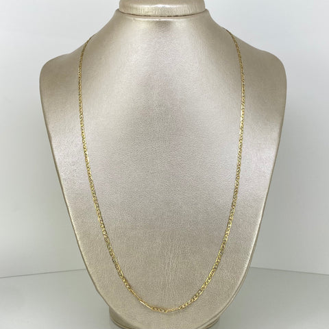 Cadena ● Escalera plana Diamantada Tres oros 18k 5,65 Gr / 2,5 mm / 60 Cm