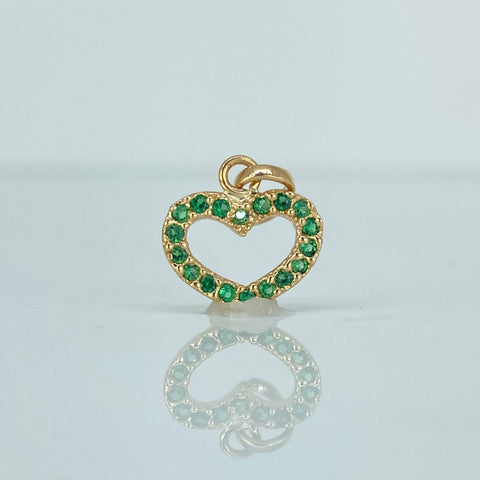 Dije Corazon Circones Verdes Oro amarillo 18k 0,72 Gr / 1,5 Cm