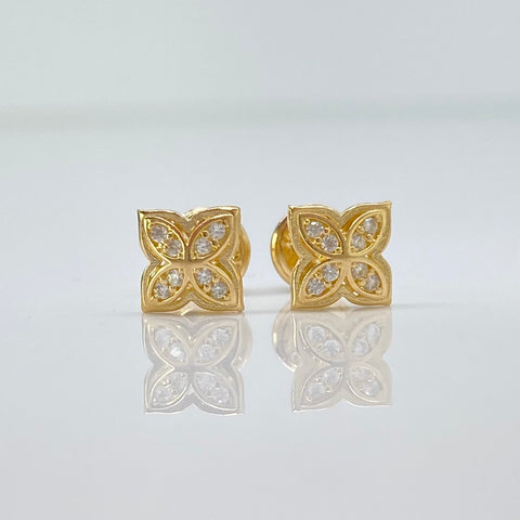 Topos Flor Circones Blancos Oro amarillo 18k 1,12 Gr / 6 mm