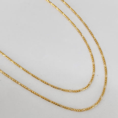 Cadena ● Franco 3x1 Oro amarillo 18k +2 / 3,16 Gr / 1,1 mm / 45 Cm