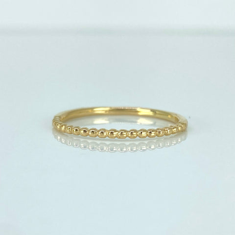 Anillo Bolitas Liso Oro amarillo 18k / Talla 6 3/4 / 1,22 Gr †