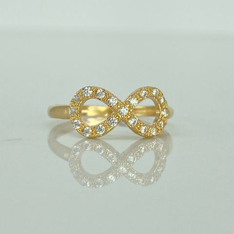 Anillo Infinito Circones Blancos Oro amarillo 18k / Talla 5 3/4 / 1,62 Gr †