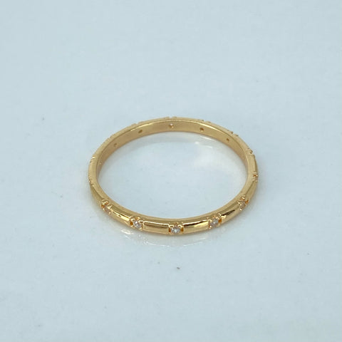 Anillo Circones Blancos Oro amarillo / Talla 6 1/4 / 1,3 Gr †