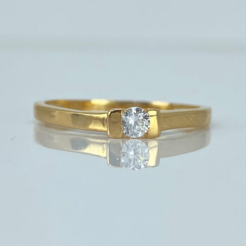 Anillo Solitario Circon Blanco Oro amarillo 18k / Talla 6 3/4 / 1,55 Gr *