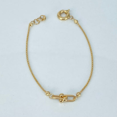 Pulso ● Cola Raton Clip Bolas Diamantadas 3mm Oro amarillo 18k +3 / 2,52 Gr / 19 Cm