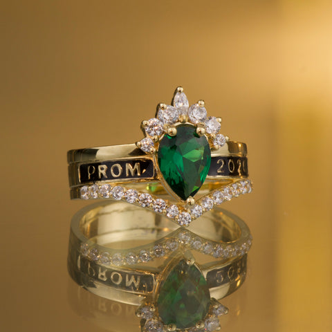 Anillo Anillo PROM Con Circones POR FABRICACION Oro amarillo / Talla 5/10 / 6,25 Gr *