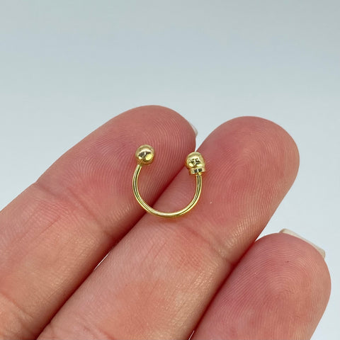 Piercing Medio Aro Bolitas/ Oro Amarillo 18k (Joya) / 0,42 gr / 9,8 mm / (Oreja)