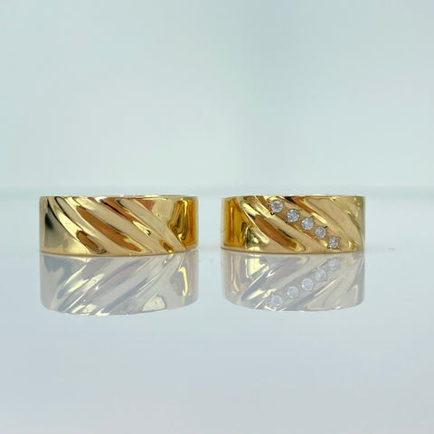 Anillo Argollas Circones Blancos POR FABRICACIÓN Oro amarillo 18k / Talla 8 / 12,55 Gr *