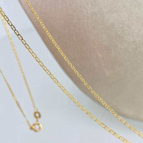 Set Cadena ● Escalera Plana + Dije San Miguel Arcangel Oro amarillo y Oro blanco18k 2,95 Gr / 1 mm / 60 Cm *