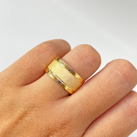 Anillo Argolla Liso / Diamantado Oro amarillo 18k / Talla 9 1/2 / 2,37 Gr