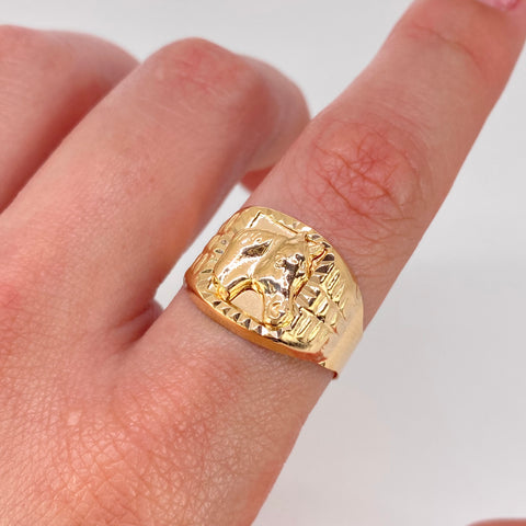 Anillo Sello Caballo Oro amarillo / Talla 10 3/4 / 3,45 Gr