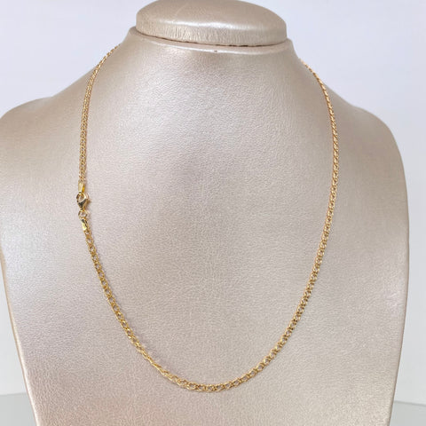 Cadena ● Cubana Doble Oro amarillo 18k 2,6 Gr / 2,5 mm / 45 Cm †