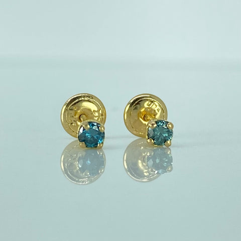 Topos Diamantes Azules 20Pts Oro amarillo 18k 0,6 Gr / 3 mm  *