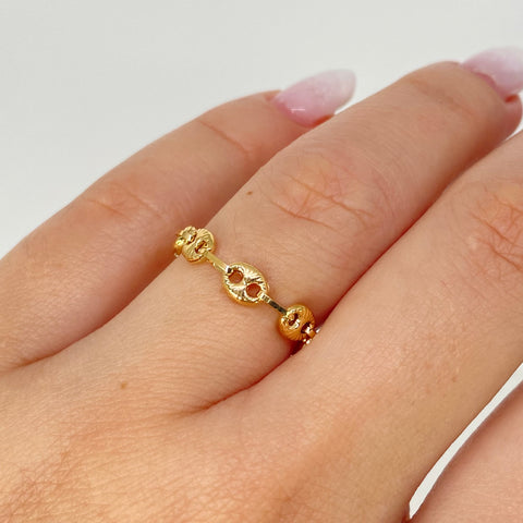 Anillo GC Diamantado 8 Eslabones Oro amarillo 18k / Talla 6 / 0,7 Gr / 3,8 mm *