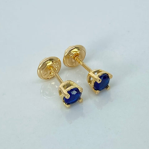 Topos Circon Azul Oro amarillo 18k 0,95 Gr / 4,1 mm  *