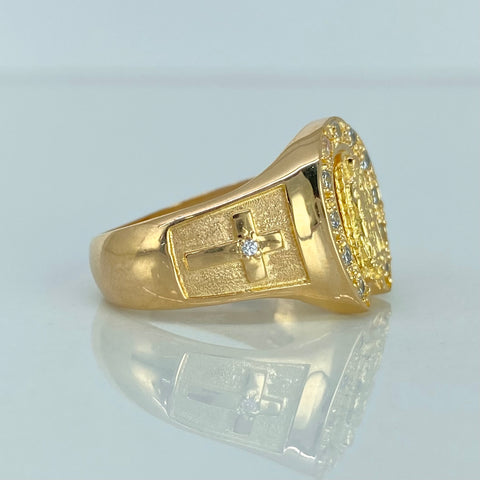 Anillo Virgen Guadalupe Circones Blancos Oro amarillo / Talla 10 / 8,41 Gr *