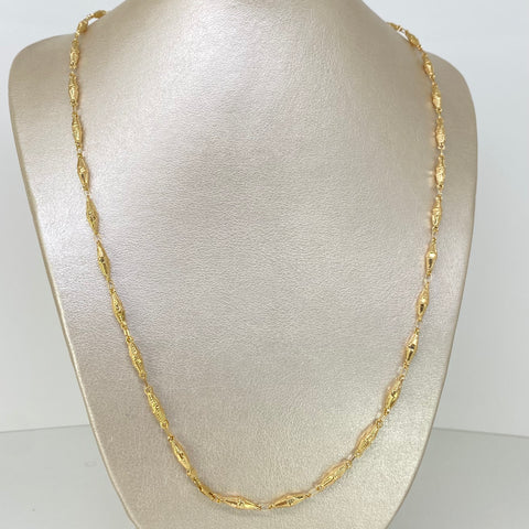 Cadena Rustico Eslabones Rombos Diamantados Oro amarillo 18k 7,71 Gr / 3,7 mm / 60 Cm *