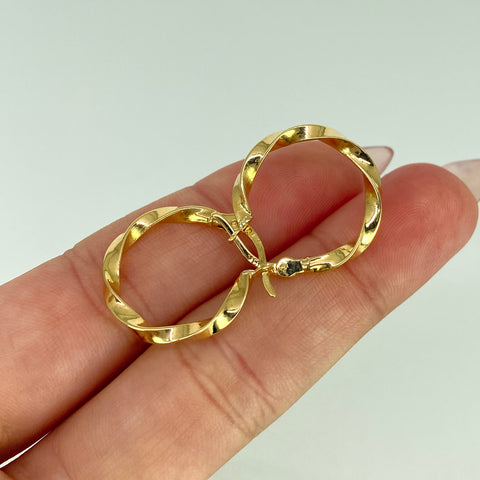 Candongas Melcochas Triangulares Oro amarillo 18k 1,42 Gr / 2,2 Cm  *