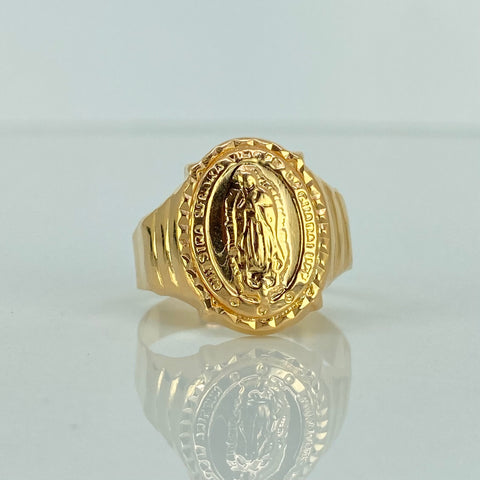 Anillo Sello Virgen Guadalupe Oro amarillo 18k / Talla 10 / 3,6 Gr *