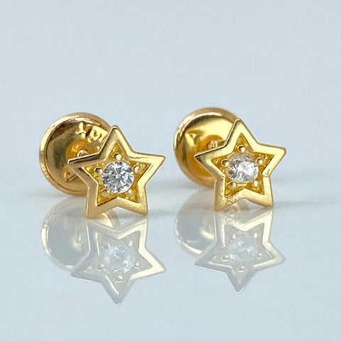 Topos Estrella Circones Blancos Oro amarillo 18k 0,75 Gr / 6 mm †