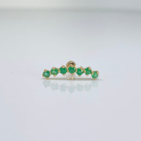 Piercing Esmeraldas / Oro Amarillo 18k (Joya) / 0,70 gr / 15,5 mm / (Oreja) *