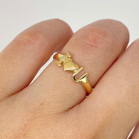 Anillo I Love U Oro amarillo 18k / Talla 6 1/4 / 0,9 Gr