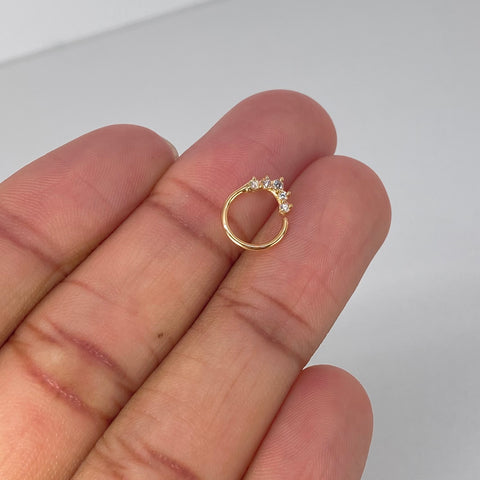 Piercing Aro Circones Blancos  / Oro Amarillo 18k (Joya) / 0,4gr / 1.2cm / (Oreja)