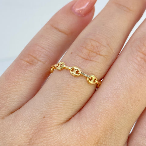 Anillo GC 9 Eslabones Oro amarillo 18k / Talla 5 1/2 Hasta 71/2 / 0,65 Gr / 3,3 mm