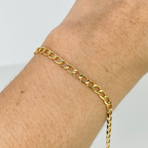 Pulso ● Cubano Oro amarillo 18k +1 / 2,3 Gr / 3,6 mm / 20 Cm †