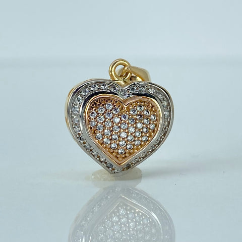 Dije Corazon Circones Blancos Oro amarillo 18k 3,02 Gr / 2,3 Cm *