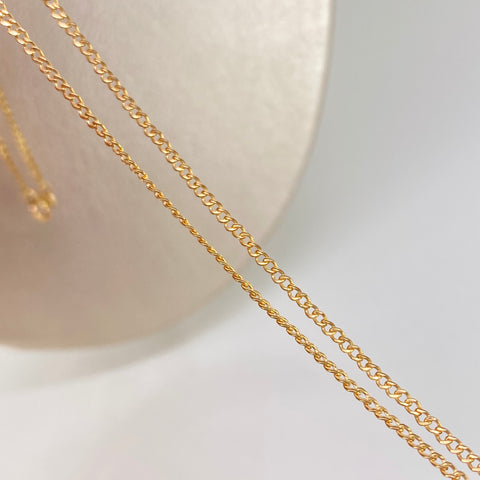 Cadena ● Cubana + Dije Esmeralda Oro amarillo 18k 1,9 Gr / 1,5 mm / 45 Cm *